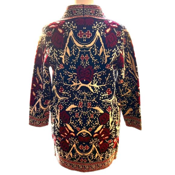 MaxSport Size M Black Red Floral Bohemian Longline Open Cardigan Duster Sweater - Picture 8 of 16